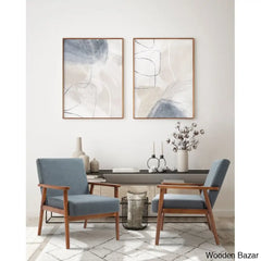  This Set of 2 Chairs  is made of original teak wood, with a retro look that creates mid-century style, combined with advanced comfortable cushions to provide all-around back support.