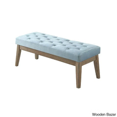 24kf velvet upholstered tufted bench with solid wood leg,ottoman with padded seat-seaglass