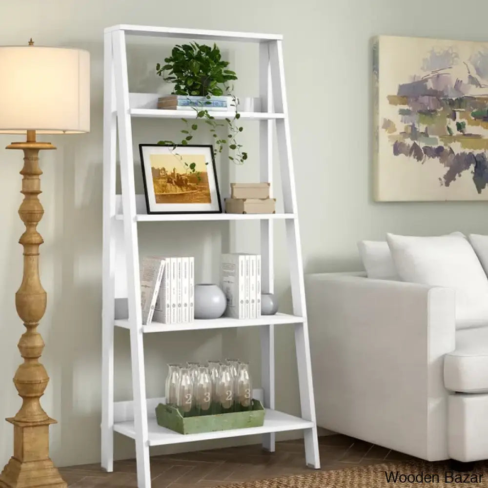 ladder shelf metal is the best for arranging your room stuff in the soluable manner. arrange your whole stuff and arrange your home with amazing book ladder shelf. Revamp that cluttered corner with this contemporary ladder shelf metal. Use the four shelves to showcase books and games. 