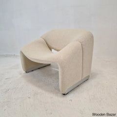 Wooden Bazar Modern White Boucle Accent Chair Lounge &