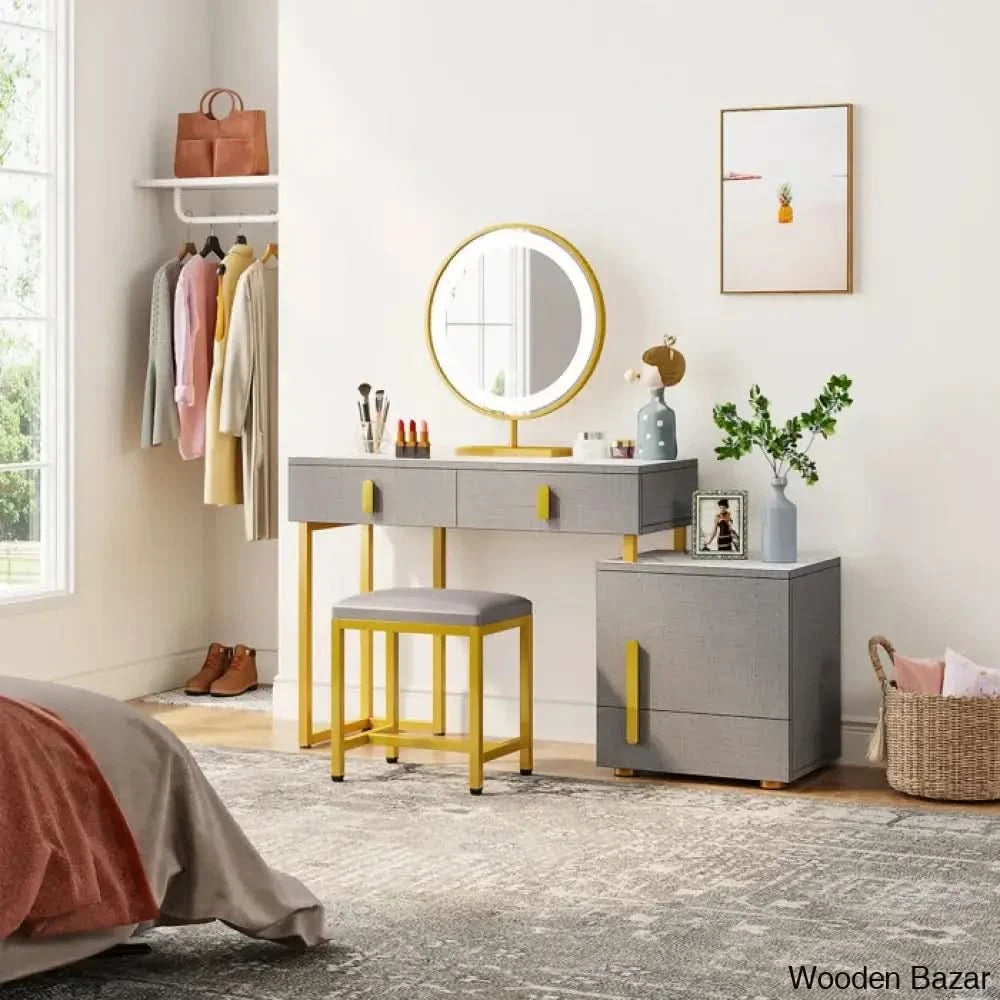 Wooden Bazar Vanity wooden dressing table design with stool makeup mod