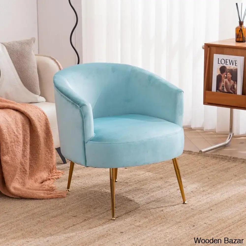  an India armchair rubberwood frame, high-density foam, gold metal legs, and velvet upholstery, this India armchair can be a delightful invention of a great carpenter for any seating ensemble.