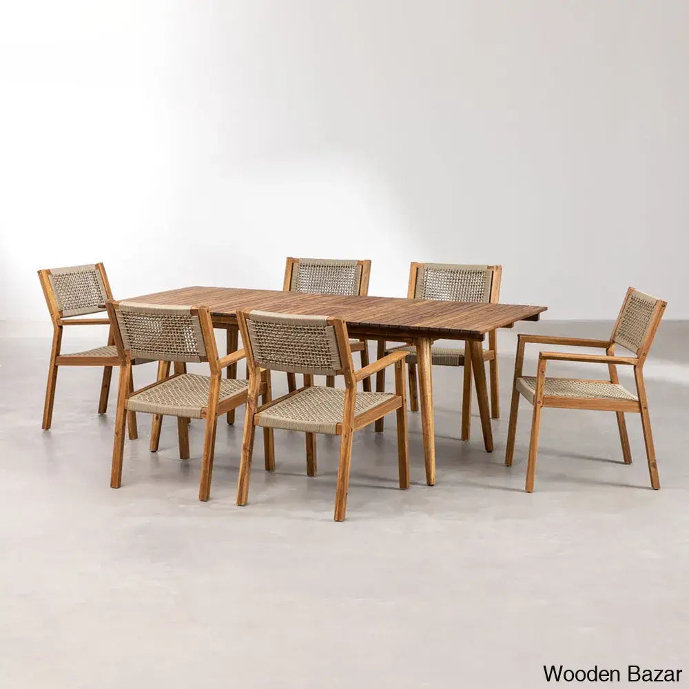 Wren Modern Wooden Dining Table Set For Serene Gatherings Beige