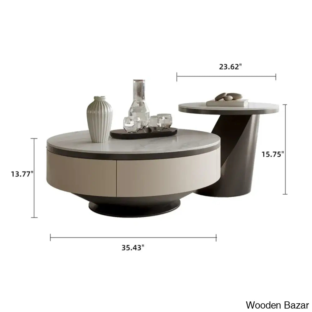 Wyclef Modern (Set Of 2) Coffee Table And Center Table - Wooden Bazar