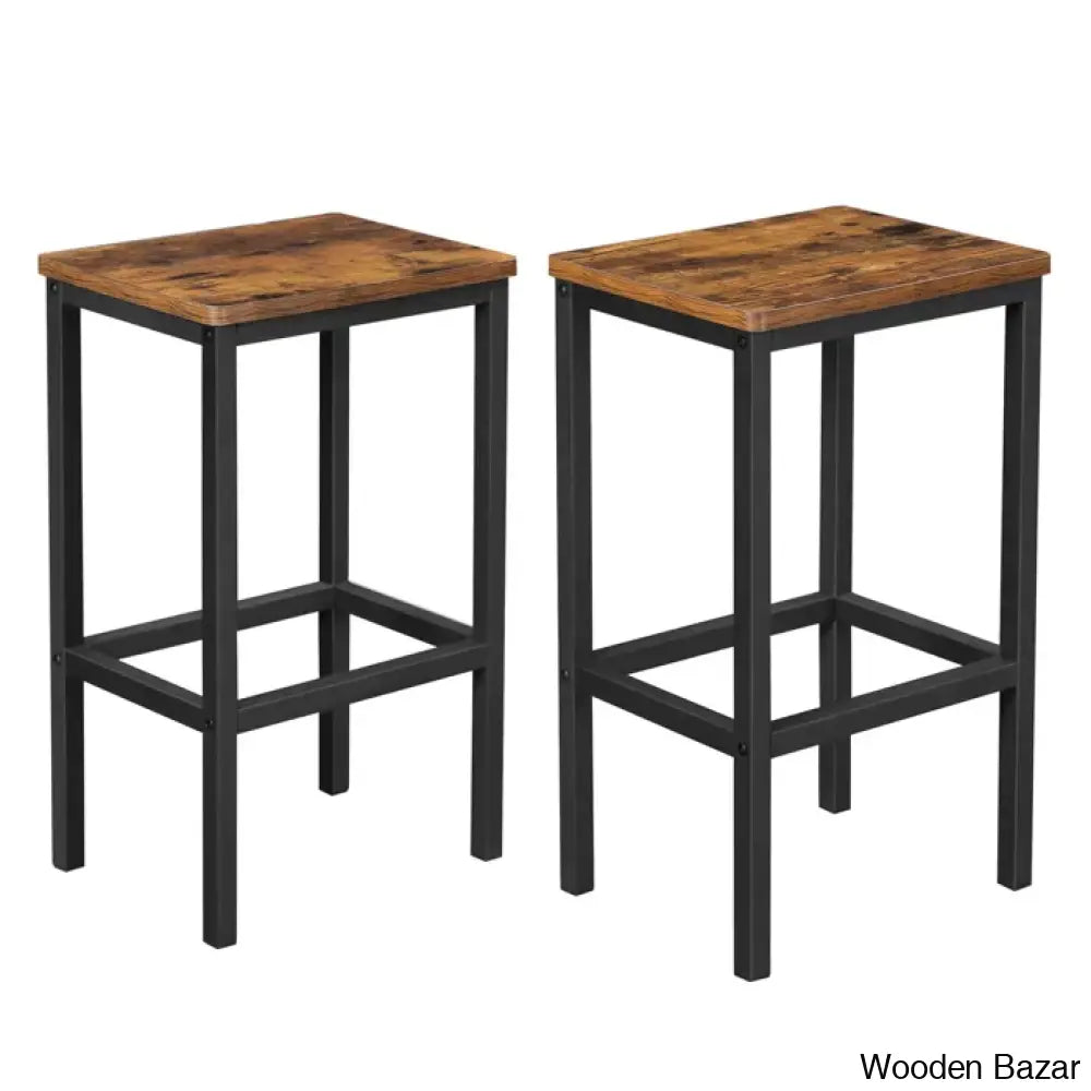 Wynnewoodo Swivel 25.6’’ Counter And Bar Stool With Metal Frame Rustic Brown/Black / 2 Piece