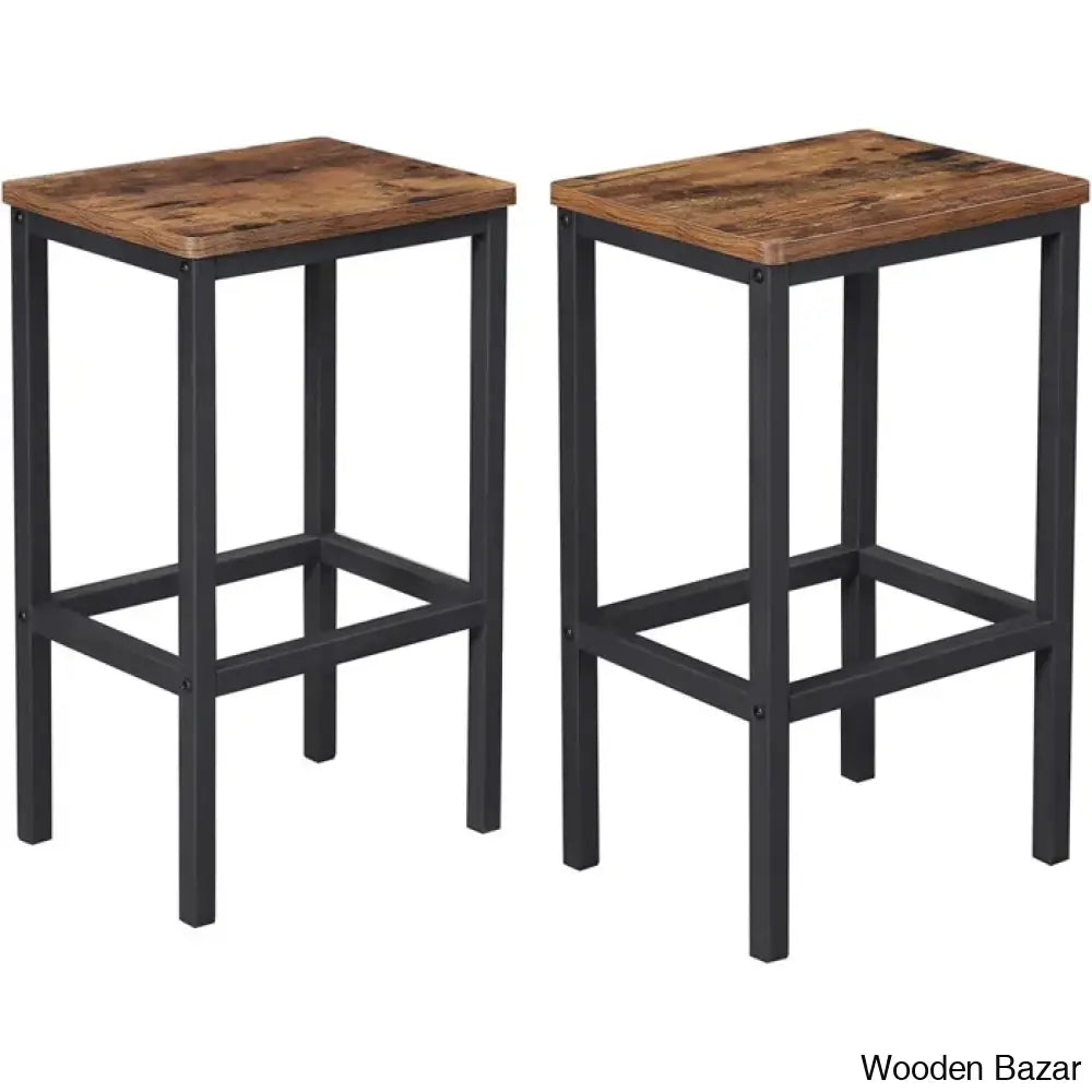 Wynnewoodo Swivel 25.6’’ Counter And Bar Stool With Metal Frame Rustic Brown/Black / 3 Piece