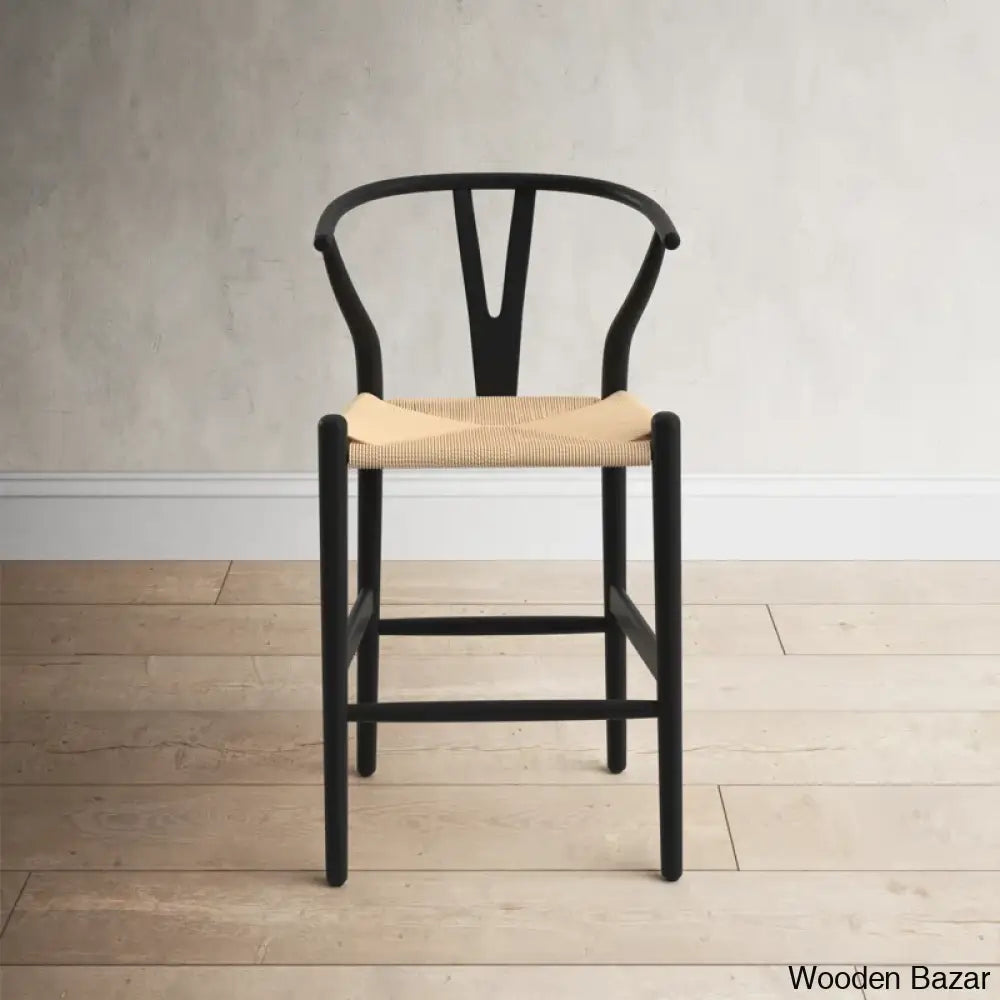 Wyns Swivel Solid Wood Counter And Bar Stool With Weave Seat