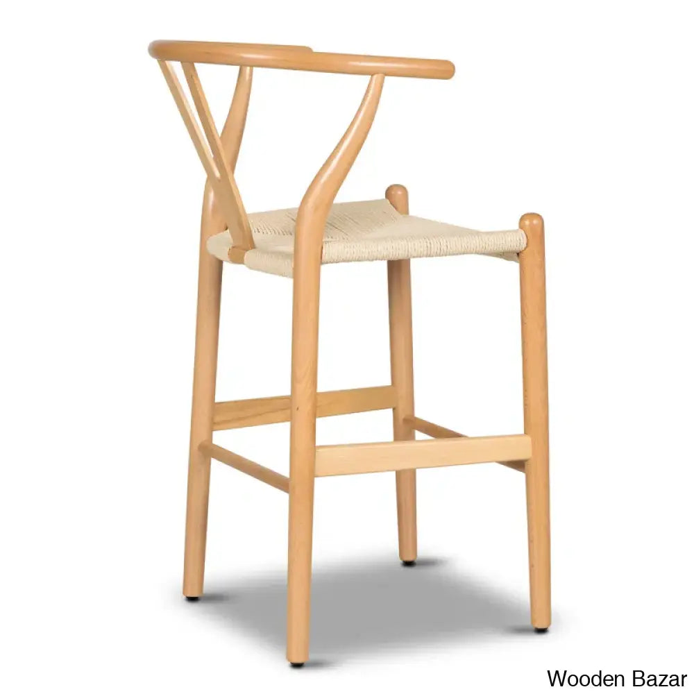 Wyns Swivel Solid Wood Counter And Bar Stool With Weave Seat