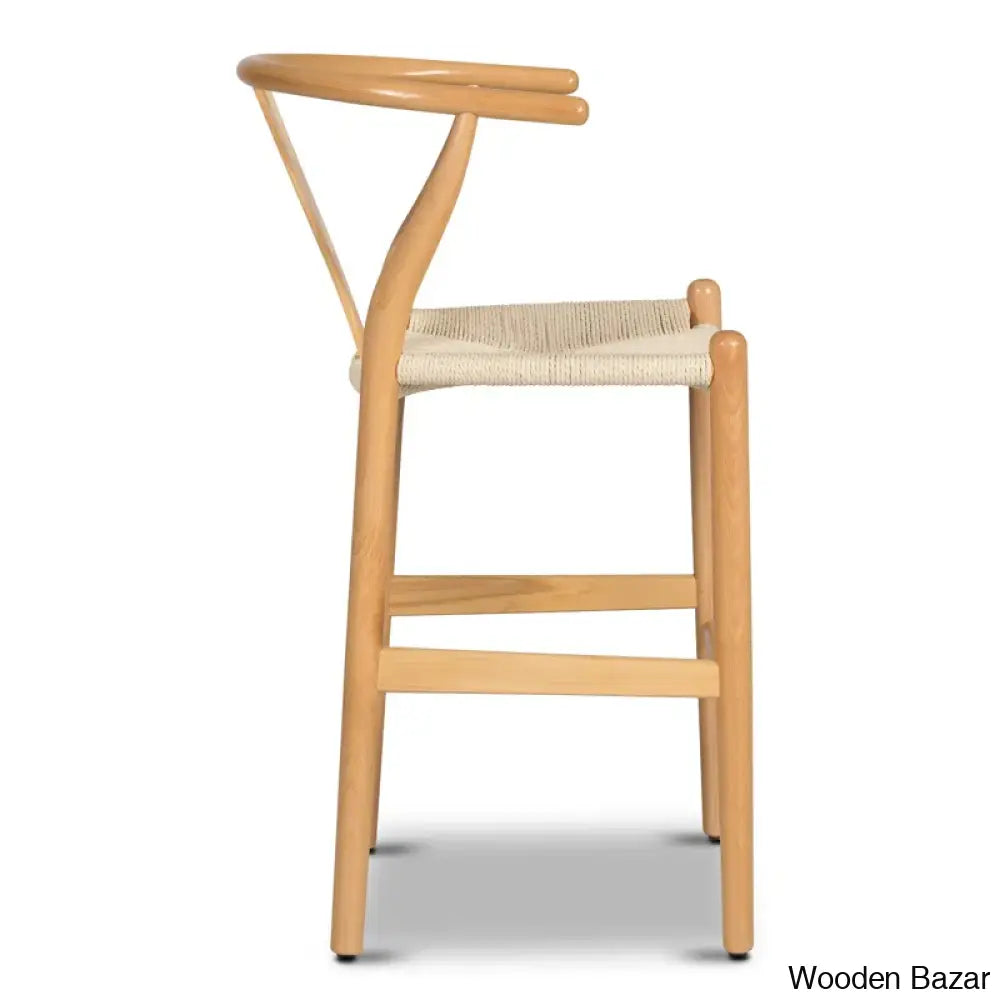 Wyns Swivel Solid Wood Counter And Bar Stool With Weave Seat