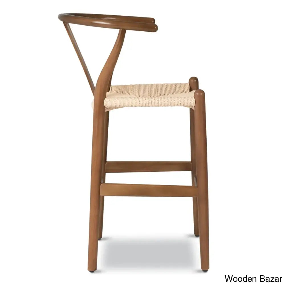 Wyns Swivel Solid Wood Counter And Bar Stool With Weave Seat