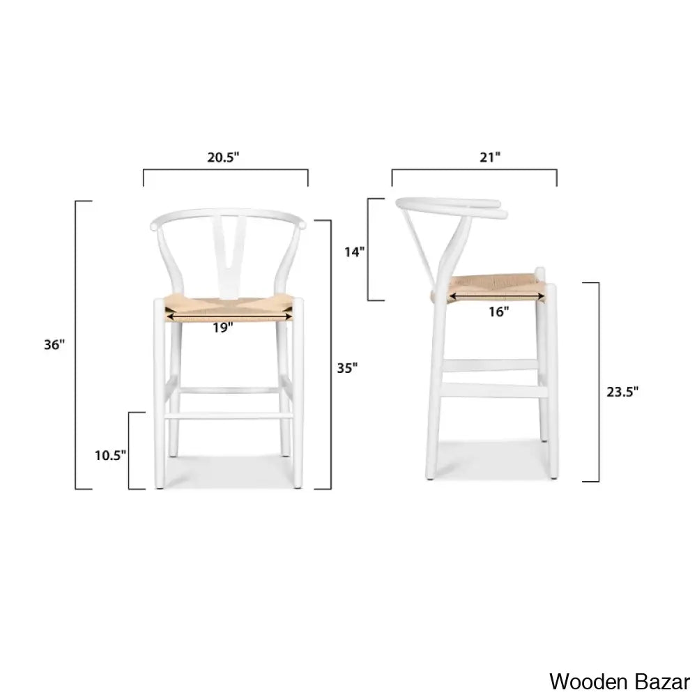 Wyns Swivel Solid Wood Counter And Bar Stool With Weave Seat