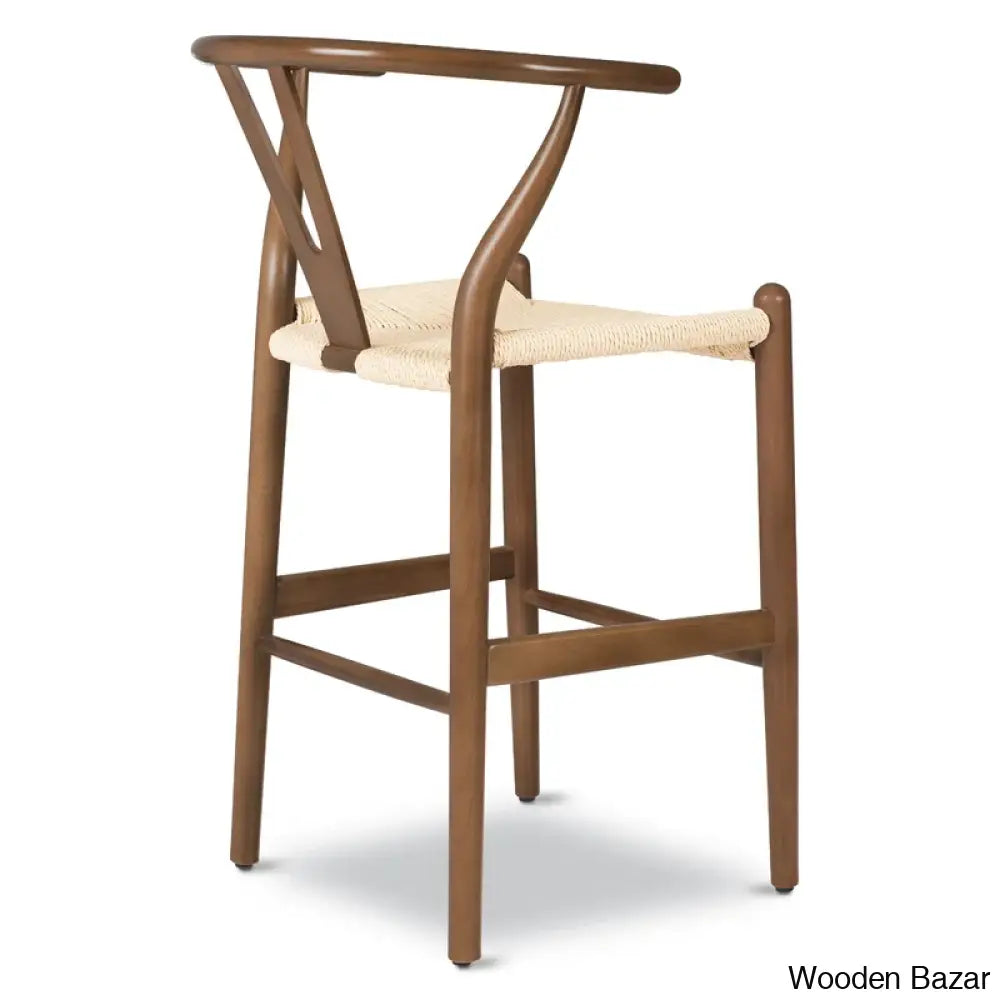 Wyns Swivel Solid Wood Counter And Bar Stool With Weave Seat