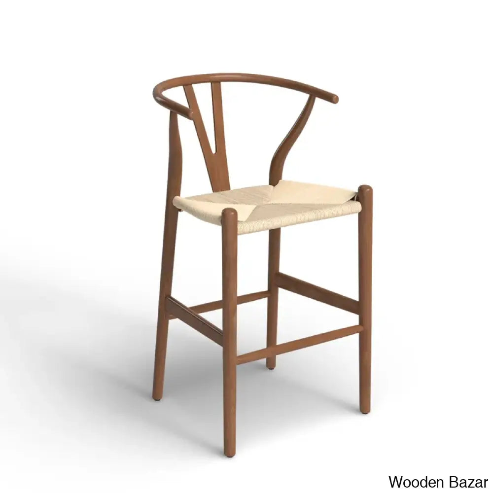 Wyns Swivel Solid Wood Counter And Bar Stool With Weave Seat