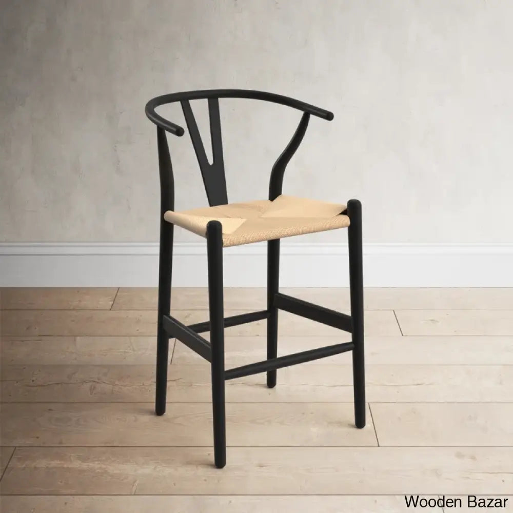 Wyns Swivel Solid Wood Counter And Bar Stool With Weave Seat