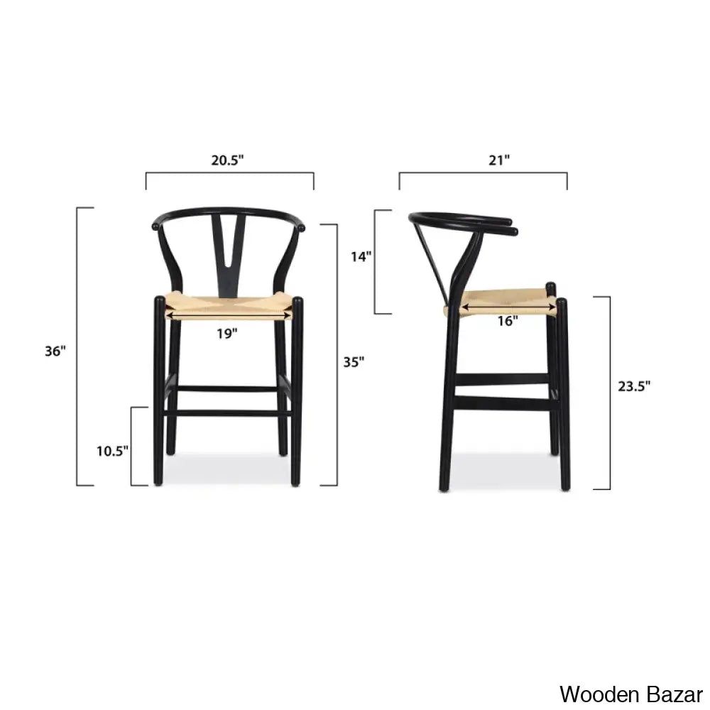 Wyns Swivel Solid Wood Counter And Bar Stool With Weave Seat