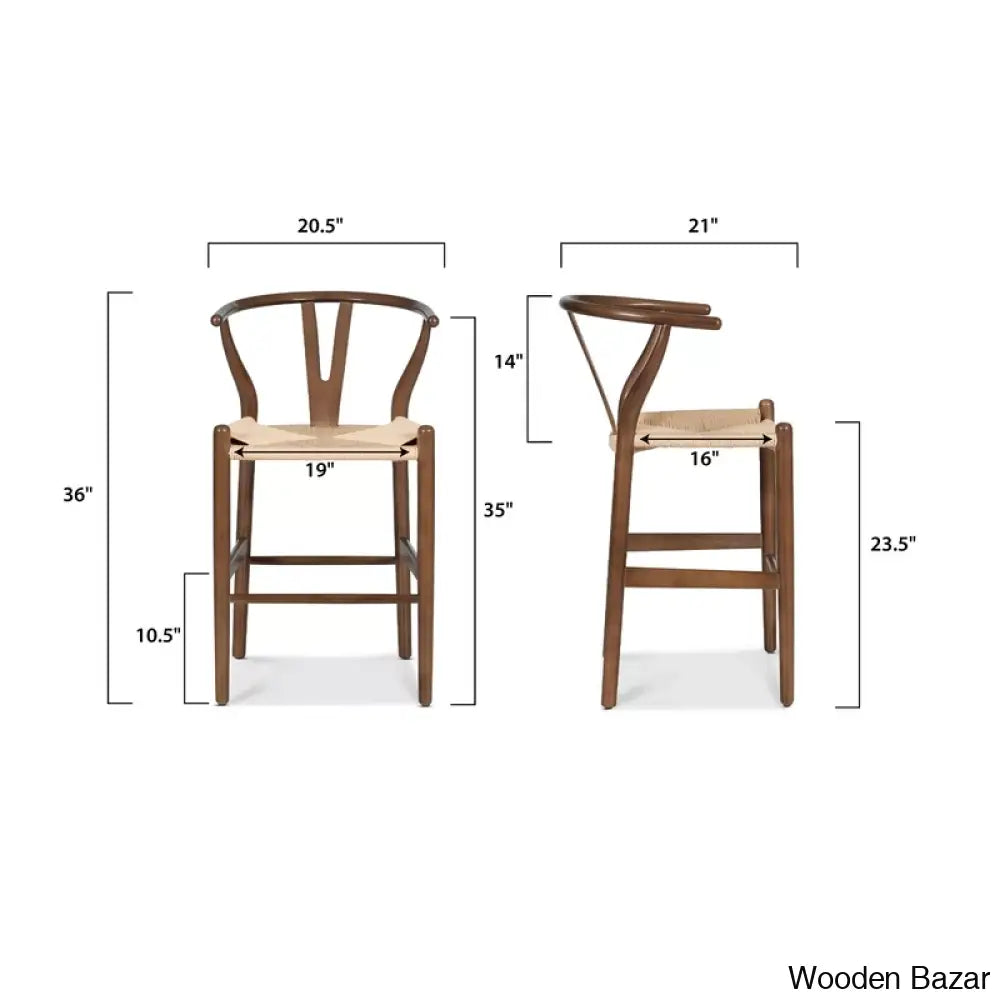 Wyns Swivel Solid Wood Counter And Bar Stool With Weave Seat