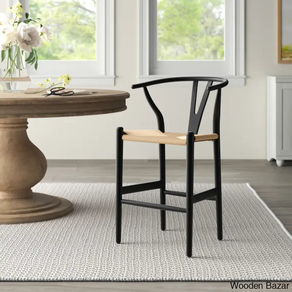 Wyns Swivel Solid Wood Counter And Bar Stool With Weave Seat