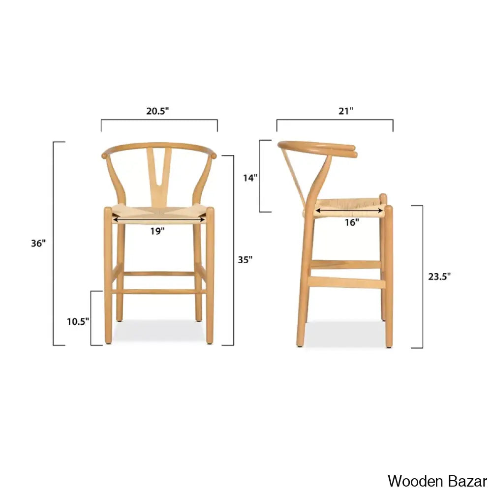 Wyns Swivel Solid Wood Counter And Bar Stool With Weave Seat