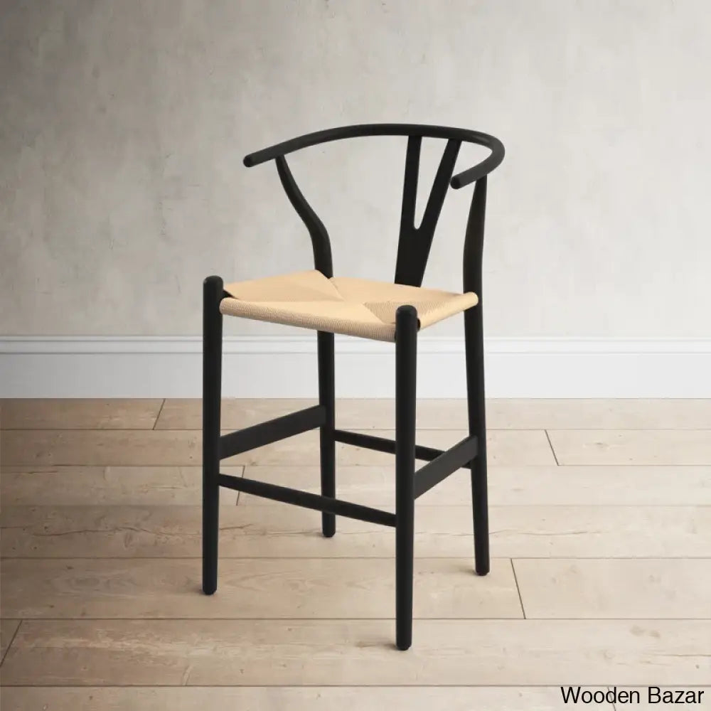 Wyns Swivel Solid Wood Counter And Bar Stool With Weave Seat