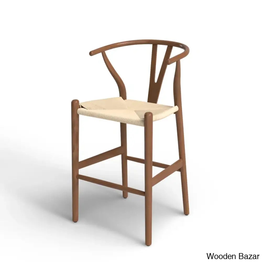 Wyns Swivel Solid Wood Counter And Bar Stool With Weave Seat