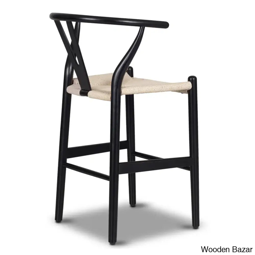 Wyns Swivel Solid Wood Counter And Bar Stool With Weave Seat