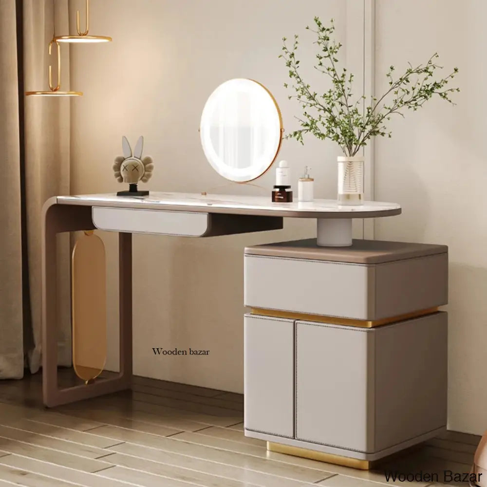 Yarger Vanity Dressing Table With Lighted Mirror