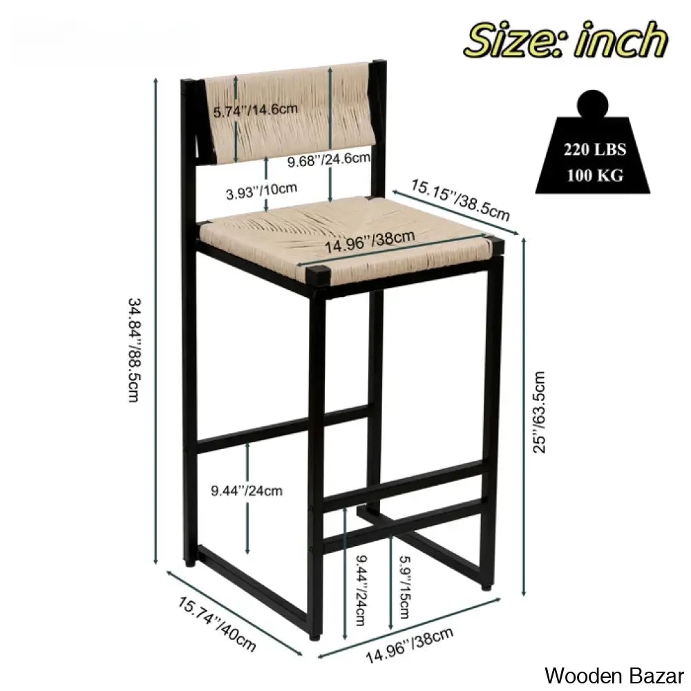 Yarimas Swivel 2-Piece Paper Rope Woven Counter And Bar Stools With Low Back (Set Of 2)