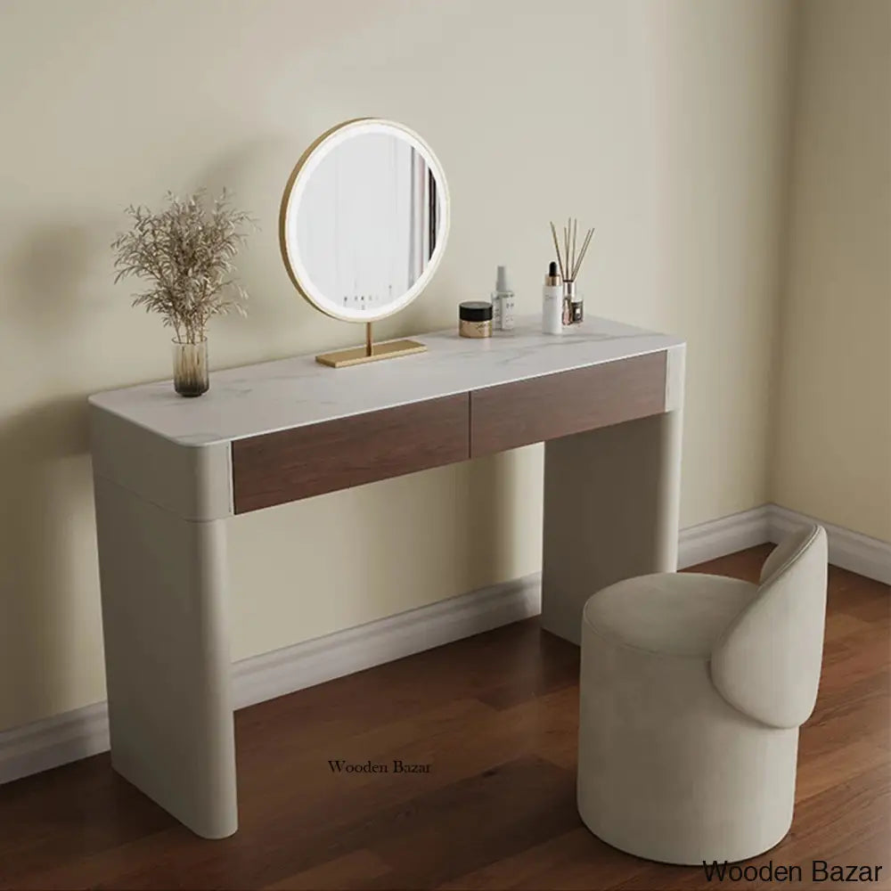 Yasmira Vanity Dressing Table With Lighted Mirror And Stool