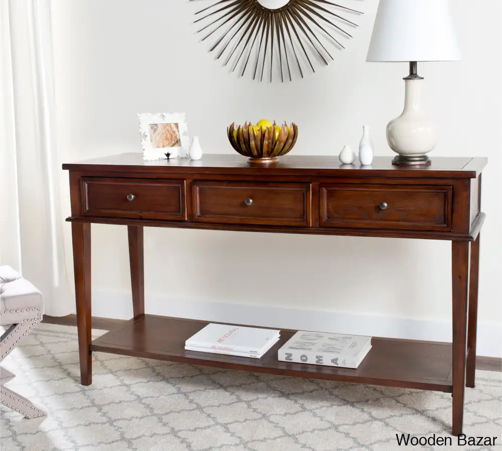 Carved Wood Side Table - Console Table 