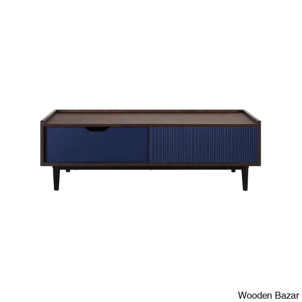 Yonday Coffee And Center Table Dark Brown/Navy Blue