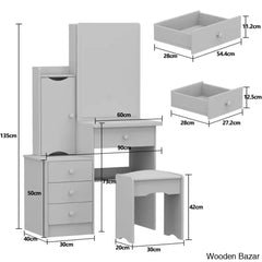 Yonon Dressing Table With Mirror - Wooden Bazar