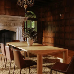 Yorick Elegantly Designed Teak Wood Post Dining Table - Wooden Bazar Brown