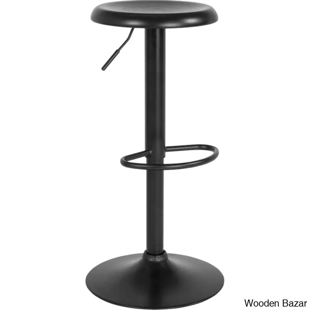 Yuvaany Swivel Retro Metal Backless Adjustable-Height Bar Stool