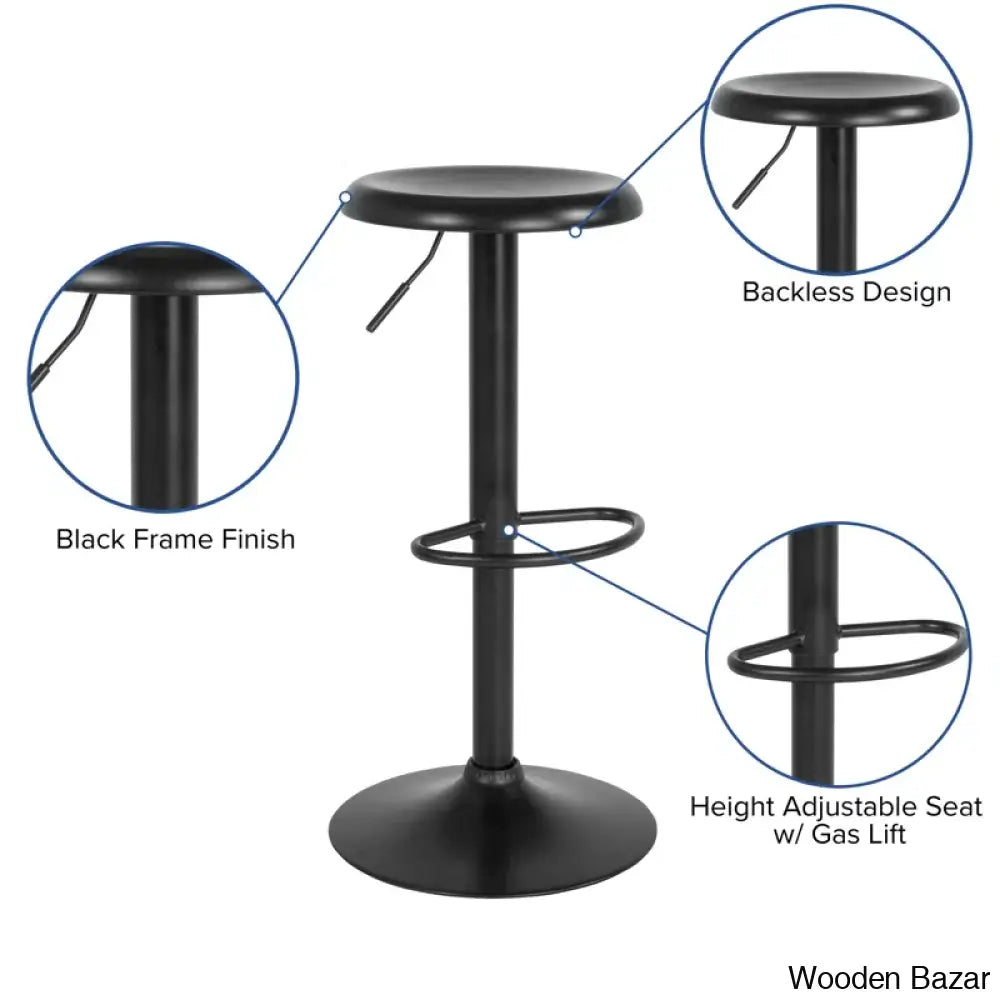 Yuvaany Swivel Retro Metal Backless Adjustable-Height Bar Stool