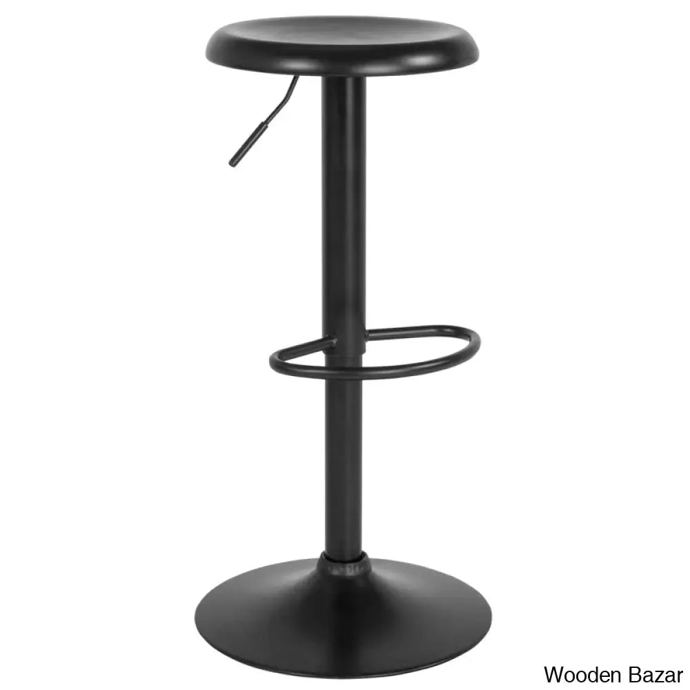 Yuvaany Swivel Retro Metal Backless Adjustable-Height Bar Stool