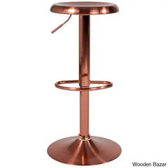 Yuvaany Swivel Retro Metal Backless Adjustable-Height Bar Stool