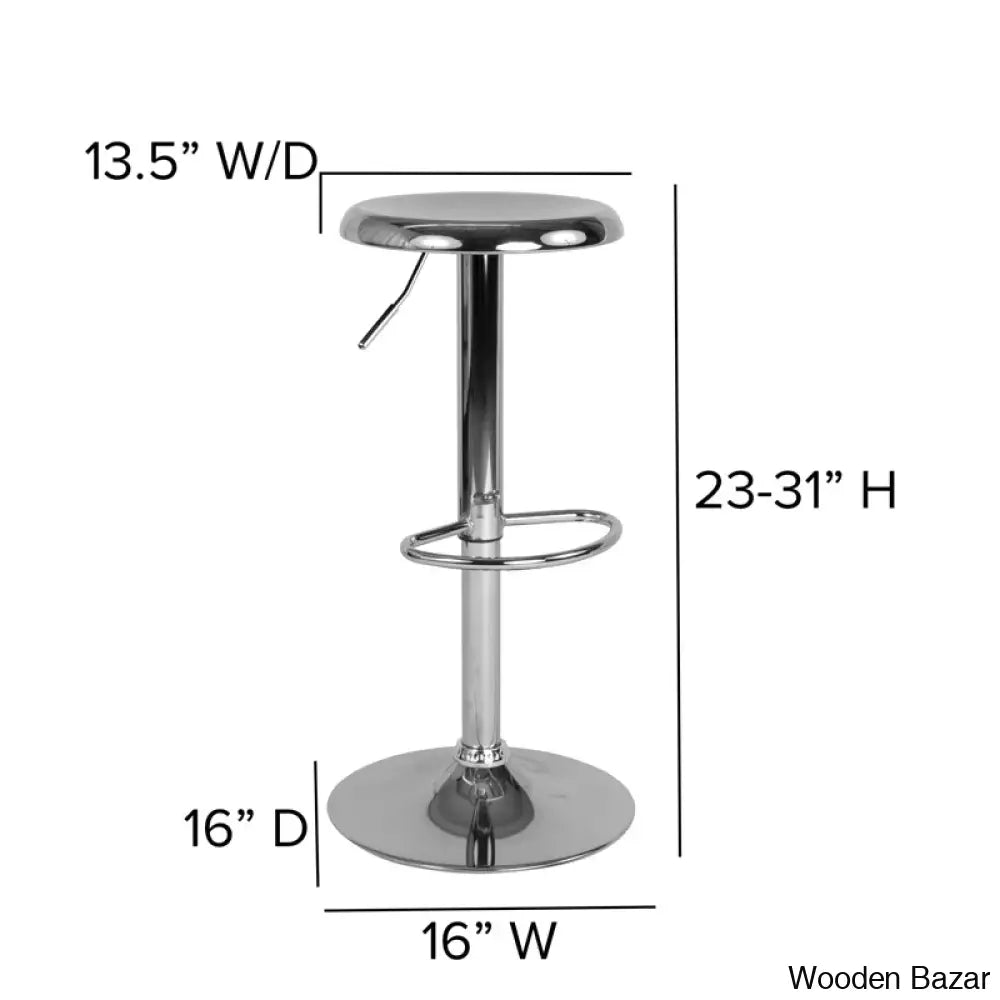 Yuvaany Swivel Retro Metal Backless Adjustable-Height Bar Stool