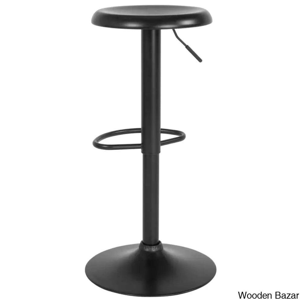 Yuvaany Swivel Retro Metal Backless Adjustable-Height Bar Stool