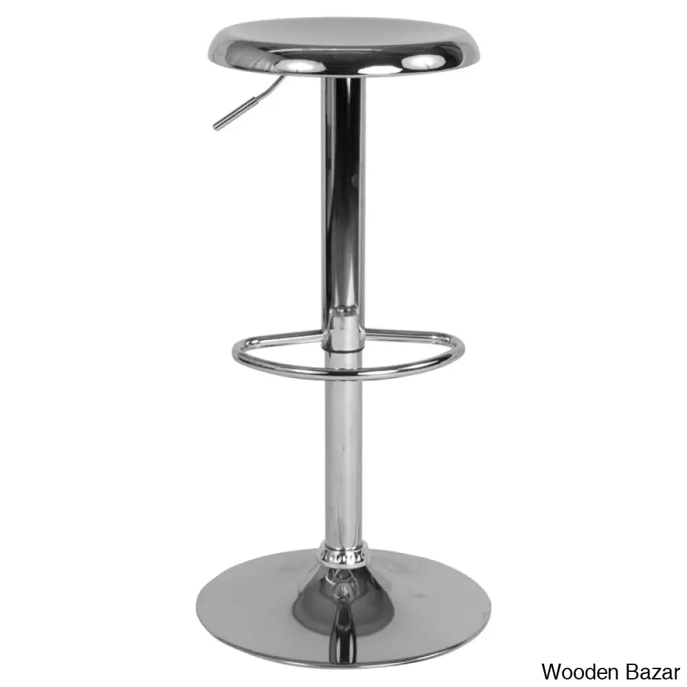 Yuvaany Swivel Retro Metal Backless Adjustable-Height Bar Stool