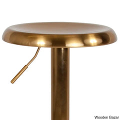 Yuvaany Swivel Retro Metal Backless Adjustable-Height Bar Stool