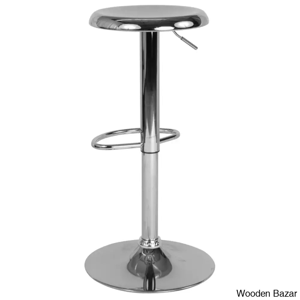 Yuvaany Swivel Retro Metal Backless Adjustable-Height Bar Stool