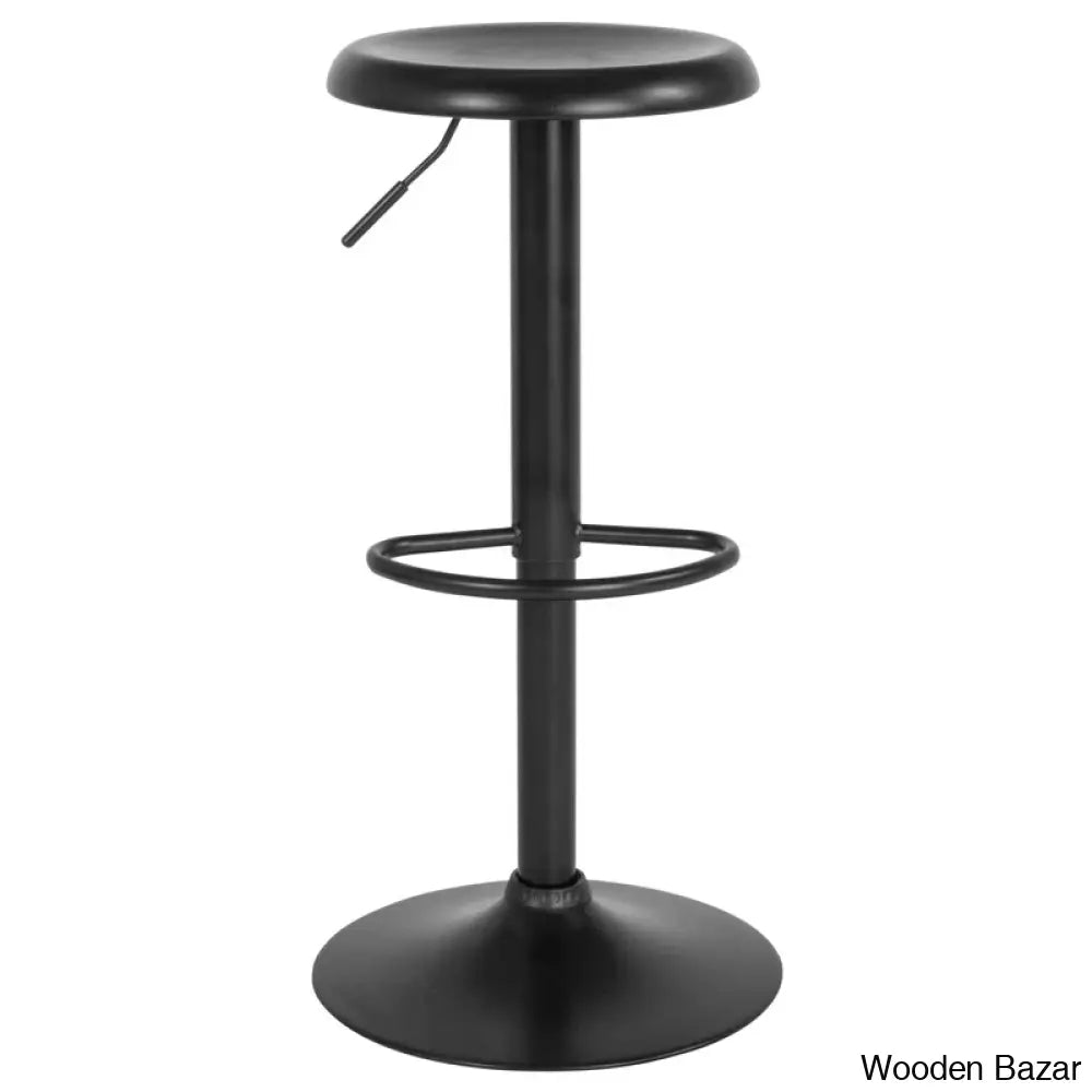 Yuvaany Swivel Retro Metal Backless Adjustable-Height Bar Stool