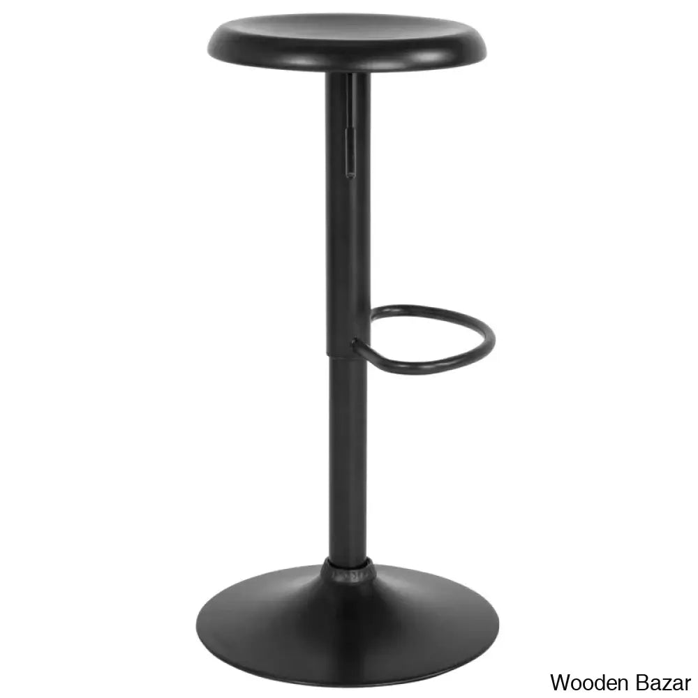 Yuvaany Swivel Retro Metal Backless Adjustable-Height Bar Stool