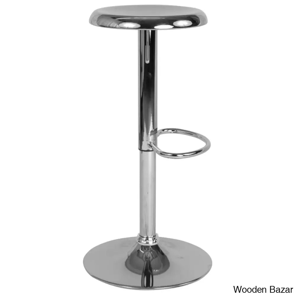 Yuvaany Swivel Retro Metal Backless Adjustable-Height Bar Stool