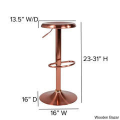 Yuvaany Swivel Retro Metal Backless Adjustable-Height Bar Stool