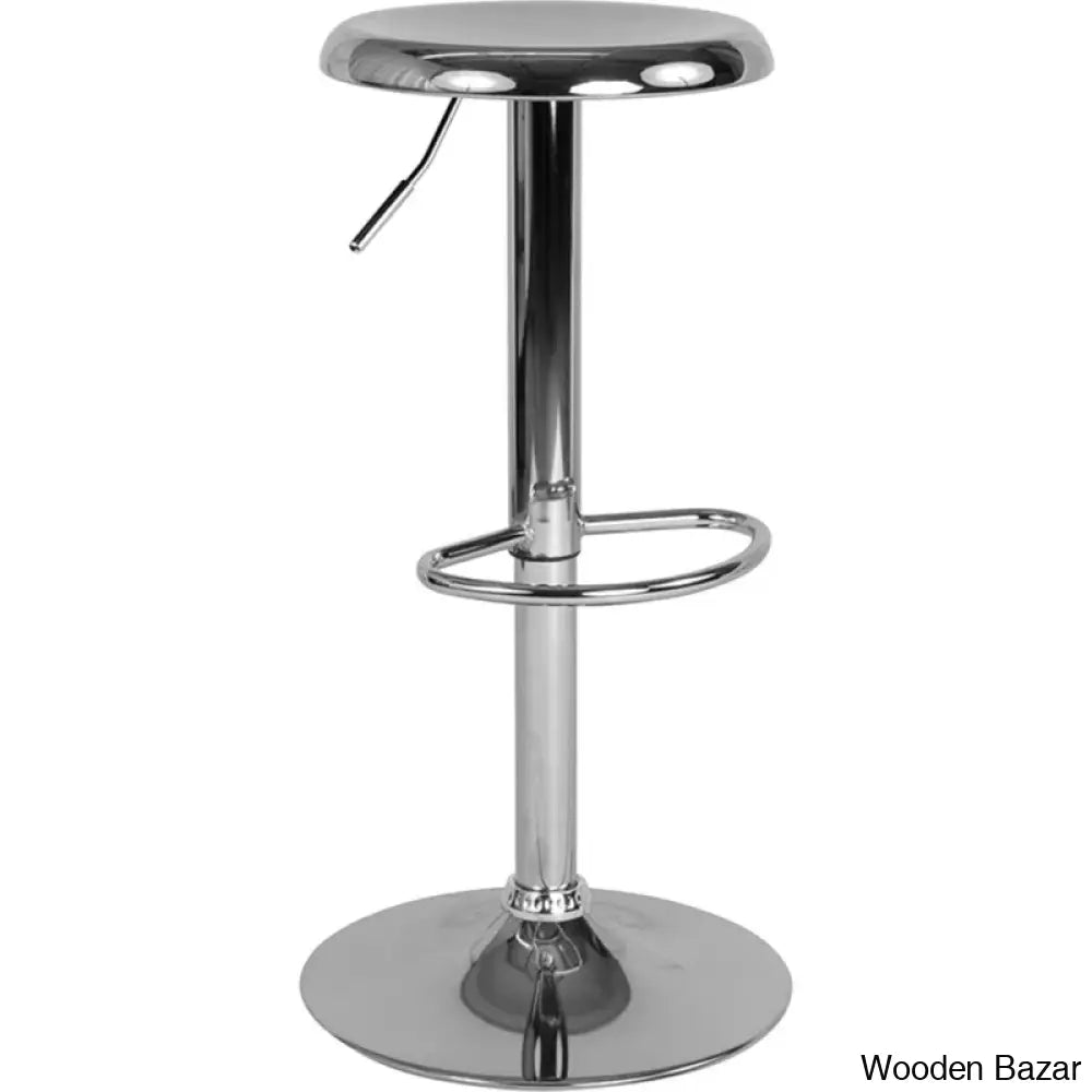 Yuvaany Swivel Retro Metal Backless Adjustable-Height Bar Stool