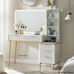Zadia 48’’ Makeup Vanity Dressing Table With 36’’ Lighted Mirror White