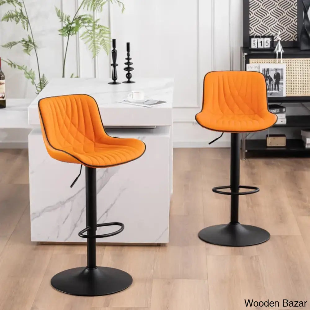 Zagero Swivel Adjustable Height Bar Stools Leather Upholstered Counter And Bar Modern Pub Stool