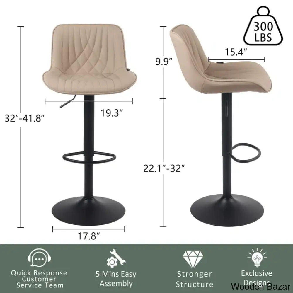 Zagero Swivel Adjustable Height Bar Stools Leather Upholstered Counter And Bar Modern Pub Stool