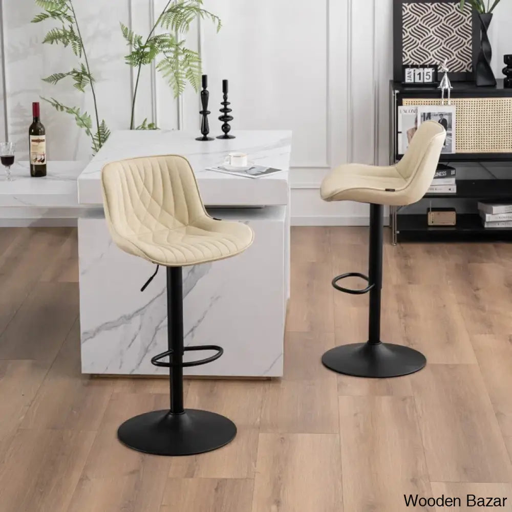 Zagero Swivel Adjustable Height Bar Stools Leather Upholstered Counter And Bar Modern Pub Stool